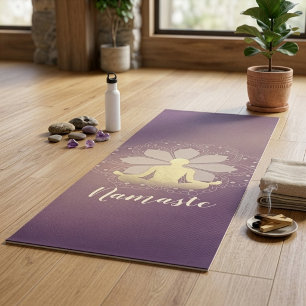 Yoga Instructor Gold Meditation Pose Mandala Sign Mat