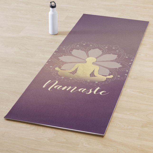Yoga Instructor Gold Meditation Pose Mandala Sign Mat (In Situ)