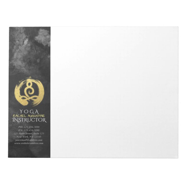 Yoga Instructor Gold Meditation Posture Zen Symbol Notepad (Front)