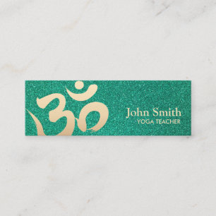 Yoga Instructor Gold Om Symbol Elegant Teal Mini Business Card