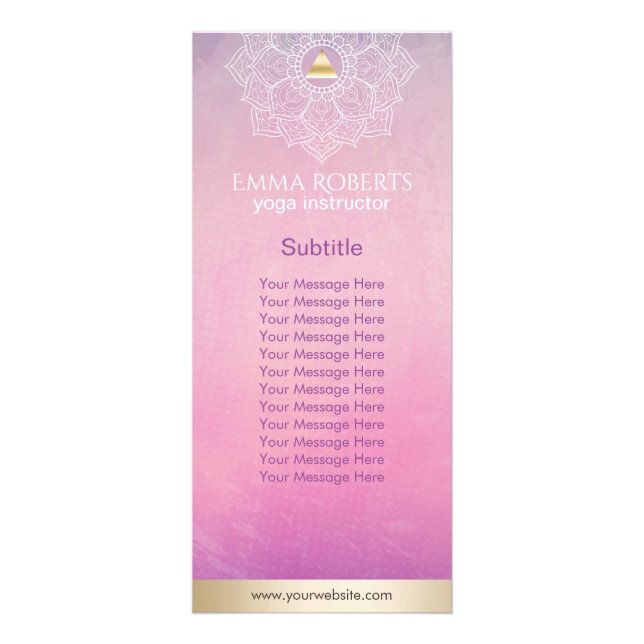 Yoga Instructor Gold Triangle & Mandala Watercolor Rack Card (Front)
