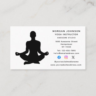 Yoga Instructor Health And Wellness Social Media Business Card