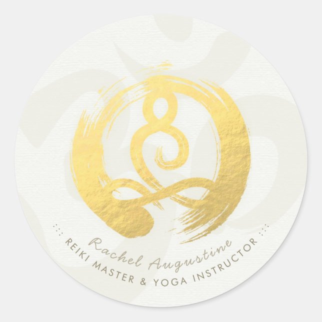 Yoga Instructor Life Coach Meditation Pose Zen OM Classic Round Sticker (Front)