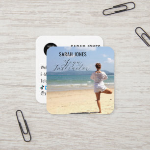 Yoga Instructor Logo Influencer Social Media  Square Business Card