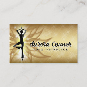 Yoga Instructor Lotus Flower Healthy Life Gold Business Card