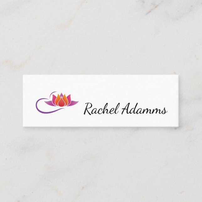 Yoga Instructor Lotus Flower Mini Business Card (Front)