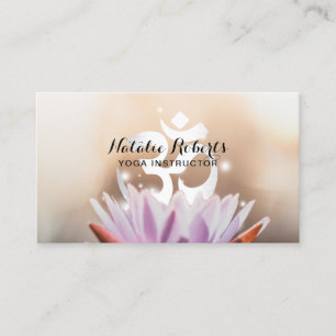Yoga Instructor Lotus Flower & Om Symbol Business Card