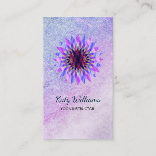 Yoga Instructor Lotus Flower Watercolor Healing Business Card