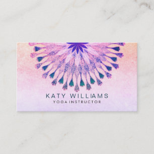 Yoga Instructor Lotus Flower Watercolor pink Business Card
