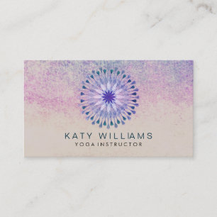 Yoga Instructor Lotus Flower Watercolor pink Business Card