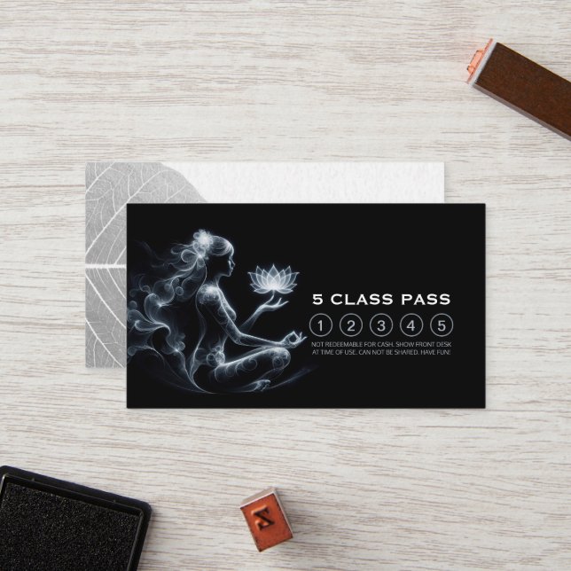 Yoga Instructor Lotus Meditation Pose 5 Class Pass Loyalty Card (Front/Back In Situ)
