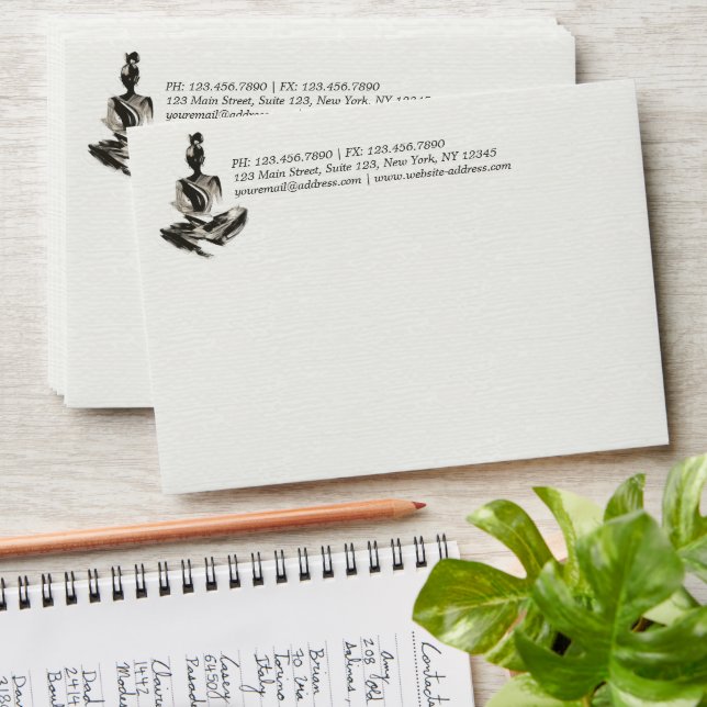 Yoga Instructor Lotus Meditation Pose Brushstrokes Envelope (Stacked)