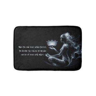 Yoga Instructor Lotus Meditation Pose Glowing Mist Bath Mat