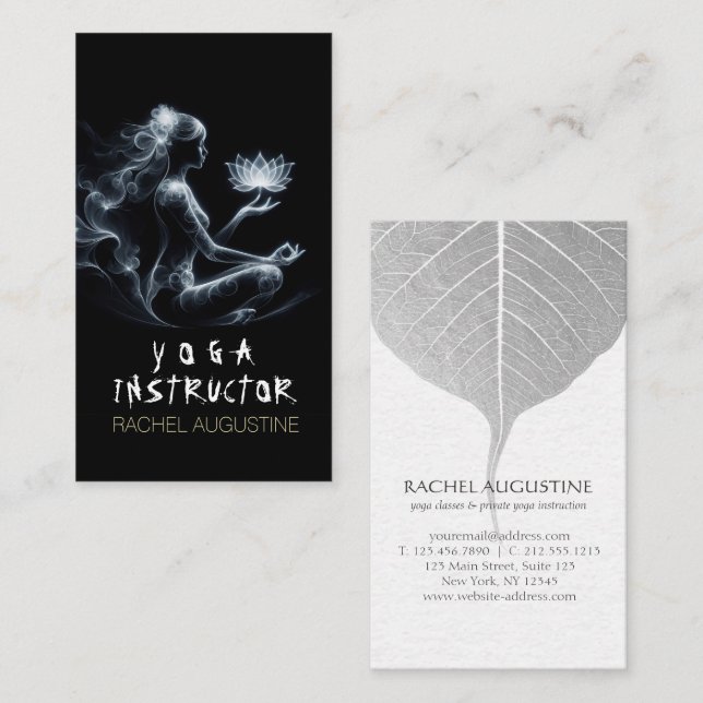 Yoga Instructor Lotus Meditation Pose Glowing Mist Business Card (Front/Back)
