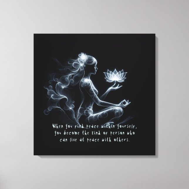 Yoga Instructor Lotus Meditation Pose Glowing Mist Canvas Print (Front)