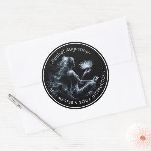 Yoga Instructor Lotus Meditation Pose Glowing Mist Classic Round Sticker
