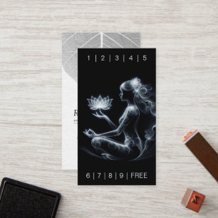 Yoga Instructor Lotus Meditation Pose Glowing Mist Loyalty Card