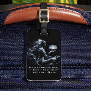 Yoga Instructor Lotus Meditation Pose Glowing Mist Luggage Tag