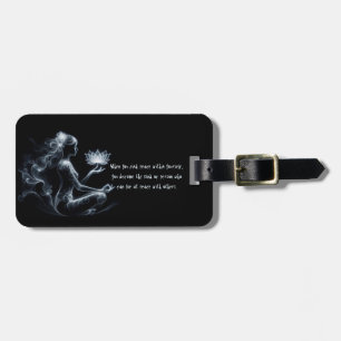 Yoga Instructor Lotus Meditation Pose Glowing Mist Luggage Tag