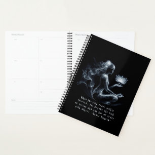 Yoga Instructor Lotus Meditation Pose Glowing Mist Planner