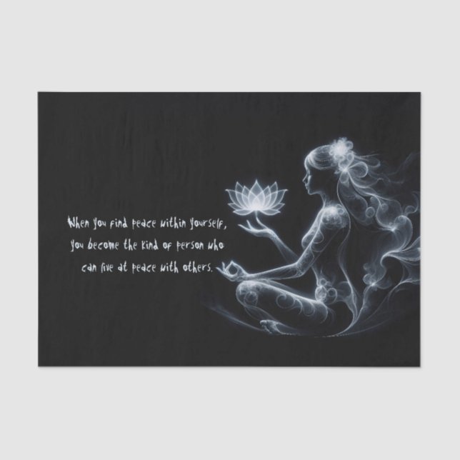 Yoga Instructor Lotus Meditation Pose Glowing Mist Tissue Paper (Front)