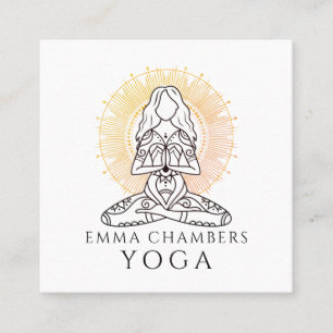 Yoga Instructor Lotus Pose Gold Mandala Square Business Card