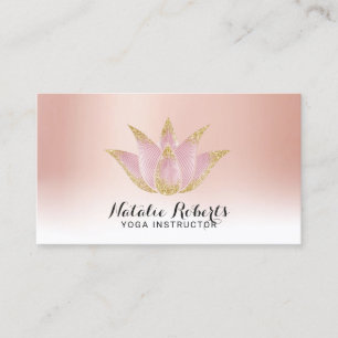 Yoga Instructor Lotus Rose Gold Pastel Salon Spa Business Card
