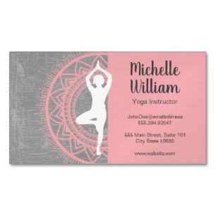 Yoga Instructor   Mediation   Mandala Pattern Magnetic Business Card