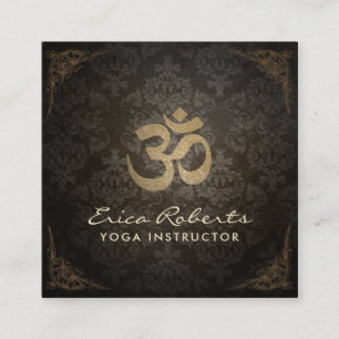 Yoga Instructor Meditation Gold Aum Sign Vintage Square Business Card