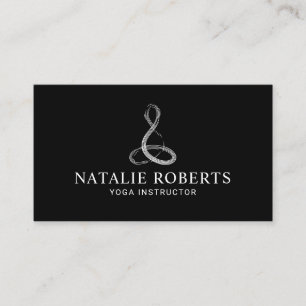 Yoga Instructor Meditation Logo Minimalist Black Business Card