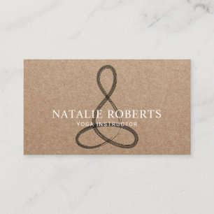 Yoga Instructor Meditation Logo Rustic Kraft Business Card