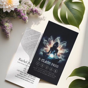 Yoga Instructor Meditation Lotus Pose 5 Class Pass Loyalty Card