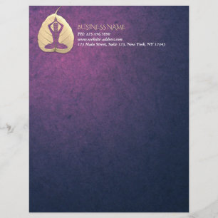 YOGA Instructor Meditation Pose Bodhi Leaf Cut Art Custom Letterhead