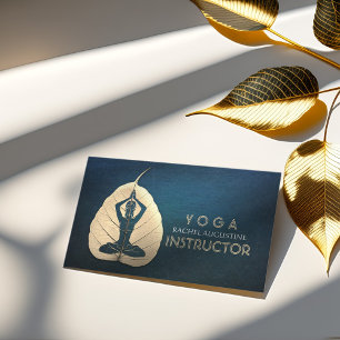 YOGA Instructor Meditation Pose Bodhi Leaf Cutting Business Card