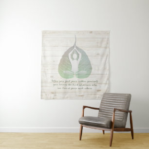Yoga Instructor Meditation Pose Bodhi Leaf Quotes Tapestry