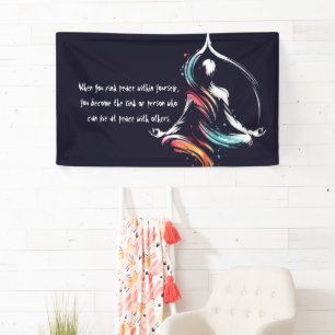 Yoga Instructor Meditation Pose Brush Stroke Quote Banner