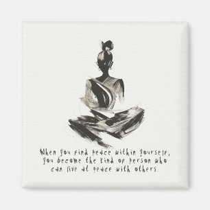 Yoga Instructor Meditation Pose Brush Stroke Quote Magnet
