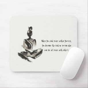 Yoga Instructor Meditation Pose Brush Stroke Quote Mouse Mat
