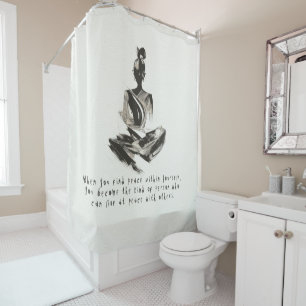 Yoga Instructor Meditation Pose Brush Stroke Quote Shower Curtain