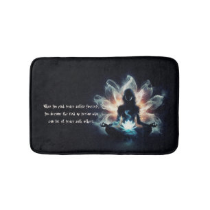 Yoga Instructor Meditation Pose Glowing Mist Lotus Bath Mat