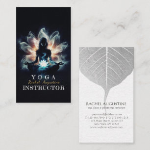 Yoga Instructor Meditation Pose Glowing Mist Lotus Business Card