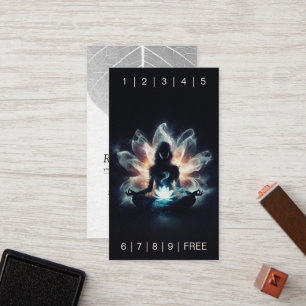 Yoga Instructor Meditation Pose Glowing Mist Lotus Loyalty Card