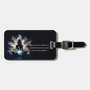 Yoga Instructor Meditation Pose Glowing Mist Lotus Luggage Tag