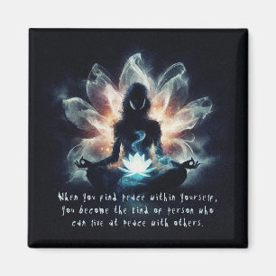 Yoga Instructor Meditation Pose Glowing Mist Lotus Magnet