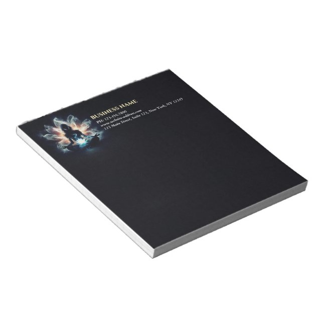 Yoga Instructor Meditation Pose Glowing Mist Lotus Notepad (Angled)
