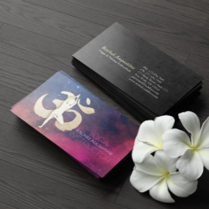 Yoga Instructor Meditation Pose OM Symbol Galaxy Business Card