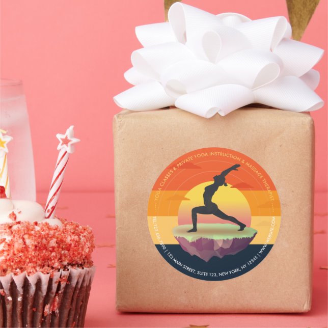 Yoga Instructor Meditation Pose Sun Flying Island  Classic Round Sticker (Party)