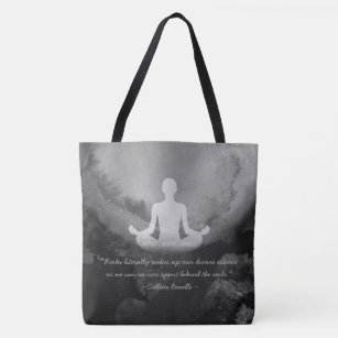 Yoga Instructor Meditation Pose Zen Symbol Quotes Tote Bag