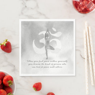 YOGA Instructor Meditation Tree Pose Om Sign Quote Napkin