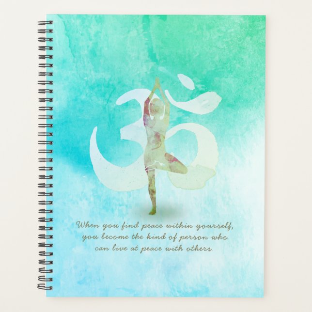 YOGA Instructor Meditation Tree Pose Om Sign Quote Planner (Front)